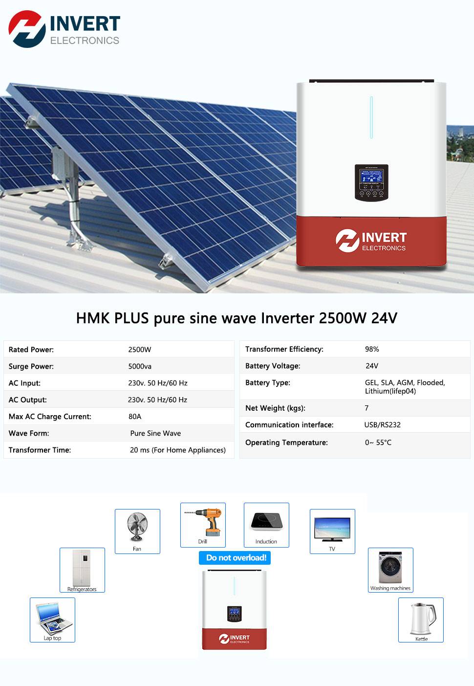 2kva Hybrid Built in Wifi Off Grid Solar Inverter