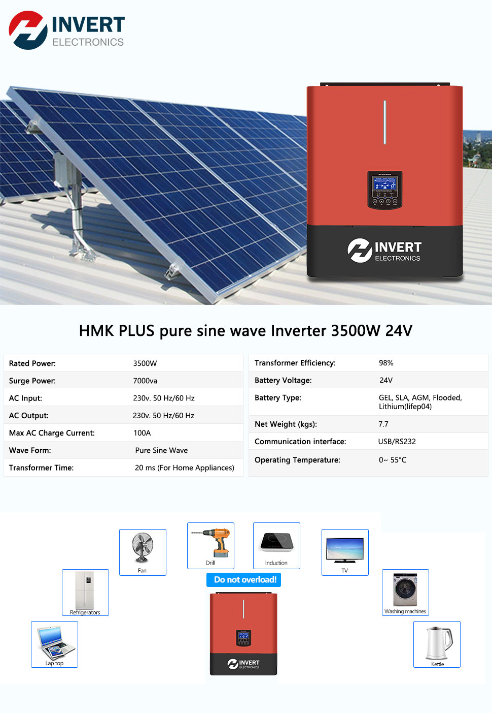 Hybrid Wall-mounted Off Grid Solar Inverter for Home